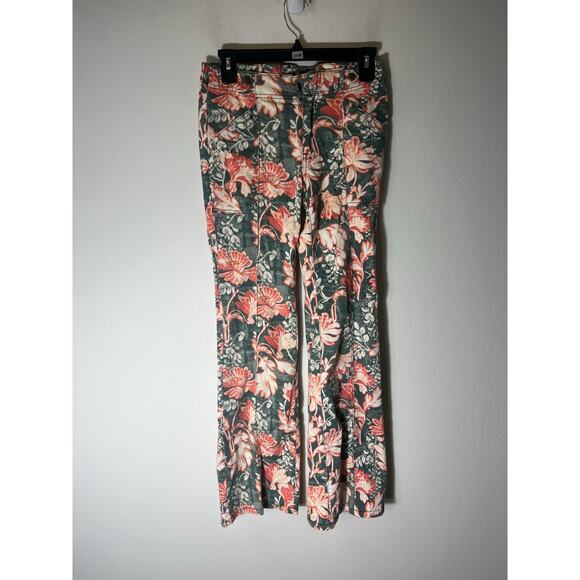Pilcro Green Orange Floral Jeans Style Bootcut Pants Sz 25 - Picture 1 of 3